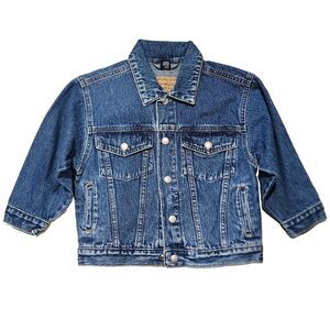 Vintage Osh Kosh Jean Jacket Buttons Blue Cotton Unisex Sz 4T Toddler
